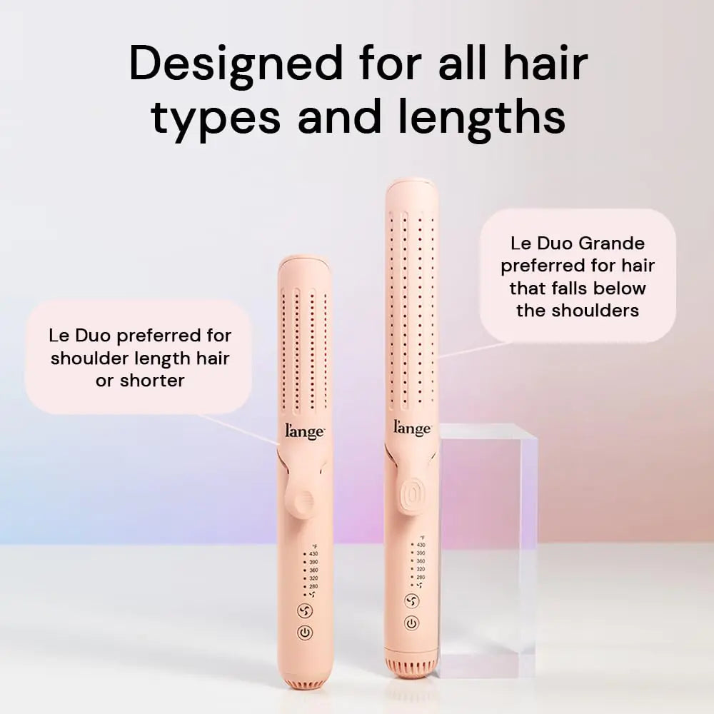 L'ANGE HAIR Le Duo Standard 360° Airflow Styler | 2-in-1 Curling Wand & Titanium Flat Iron Hair Straightener | Professional Hair Curler with Cooling Air Vents | Dual Voltage & Adjustable Temp (Blush) Blush Standard