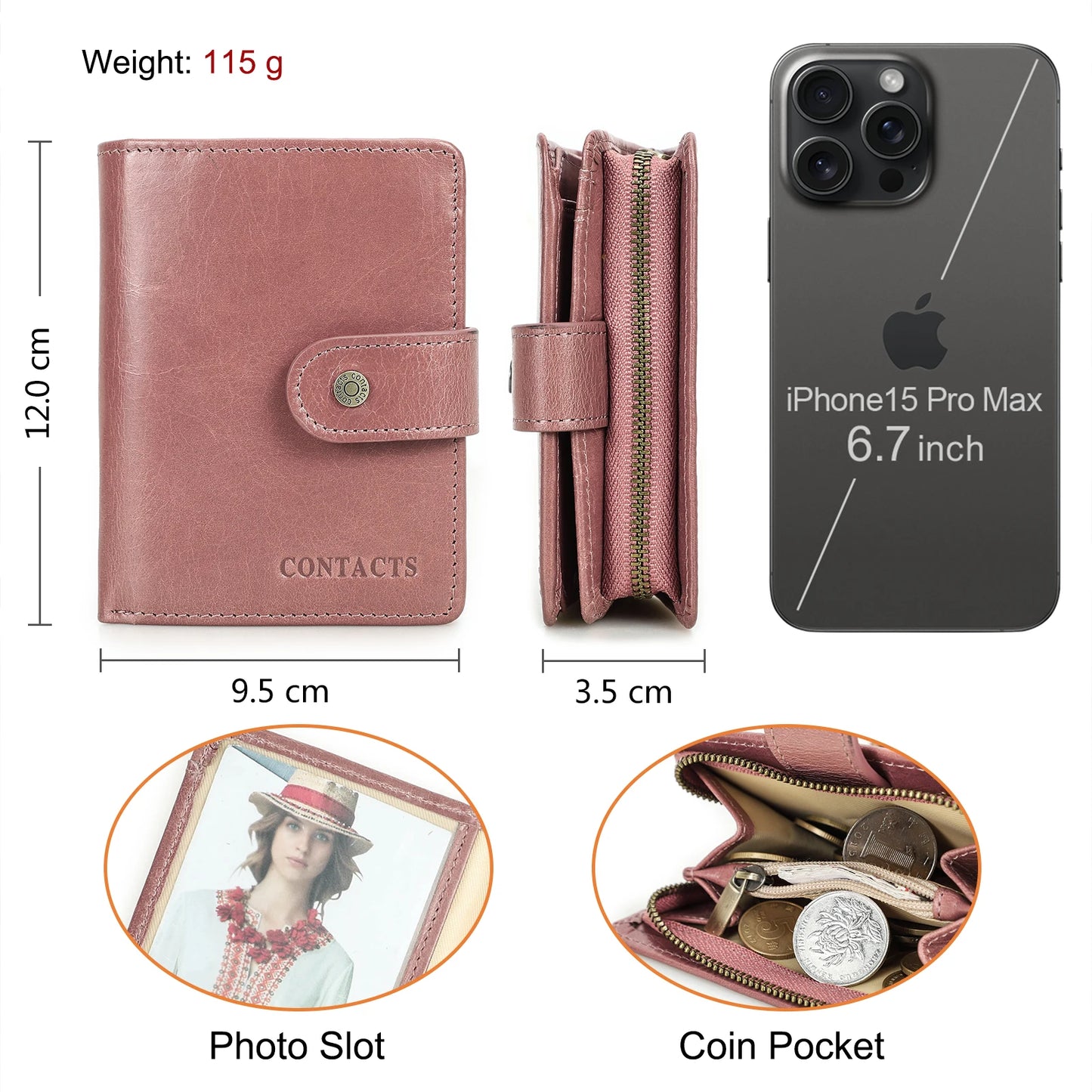 CONTACT'S Genuine Leather Wallets for Women Short Fashion Women'S Purses Card Holder Zip Coin Purses Female Bag Women'S Wallet