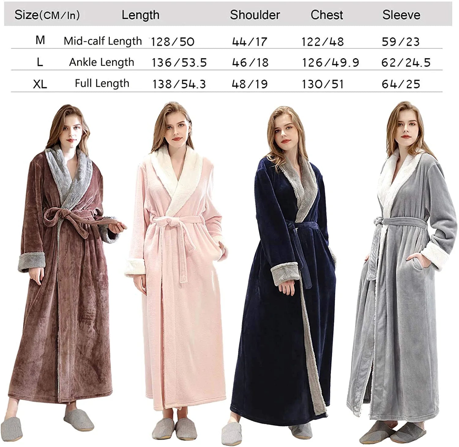 Womens Fleece Robes Long Plush Soft Warm Flannel Spa Bathrobe for Women Ladies Sleepwear (Coffee, L)