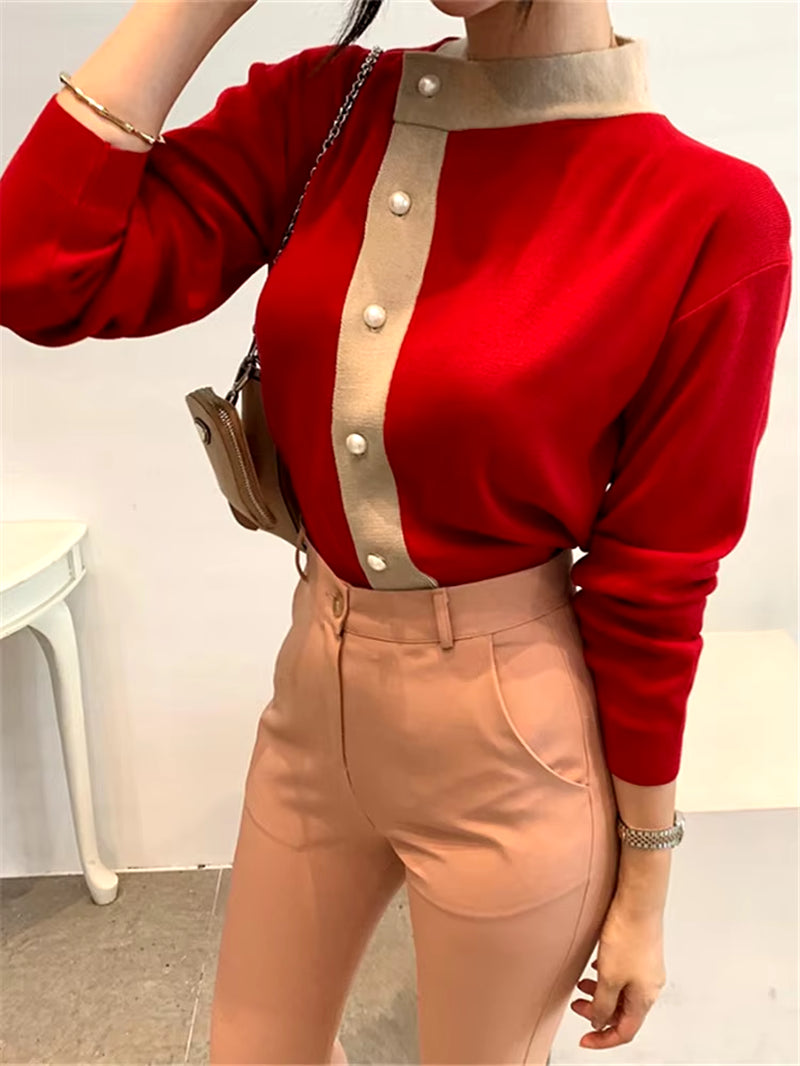 SW7697Q New 2023 Women'S Sweaters Autumn Winter Fashionable Elegant Lady Pearl Buttons Short Cardigans Vintage Tops