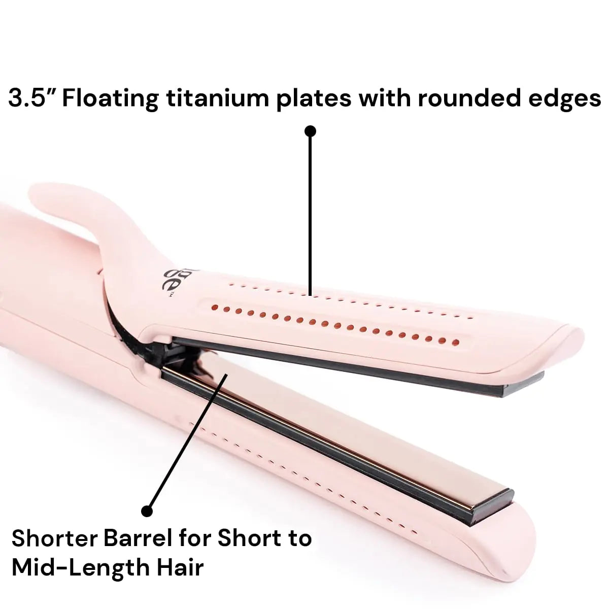 L'ANGE HAIR Le Duo Standard 360° Airflow Styler | 2-in-1 Curling Wand & Titanium Flat Iron Hair Straightener | Professional Hair Curler with Cooling Air Vents | Dual Voltage & Adjustable Temp (Blush) Blush Standard