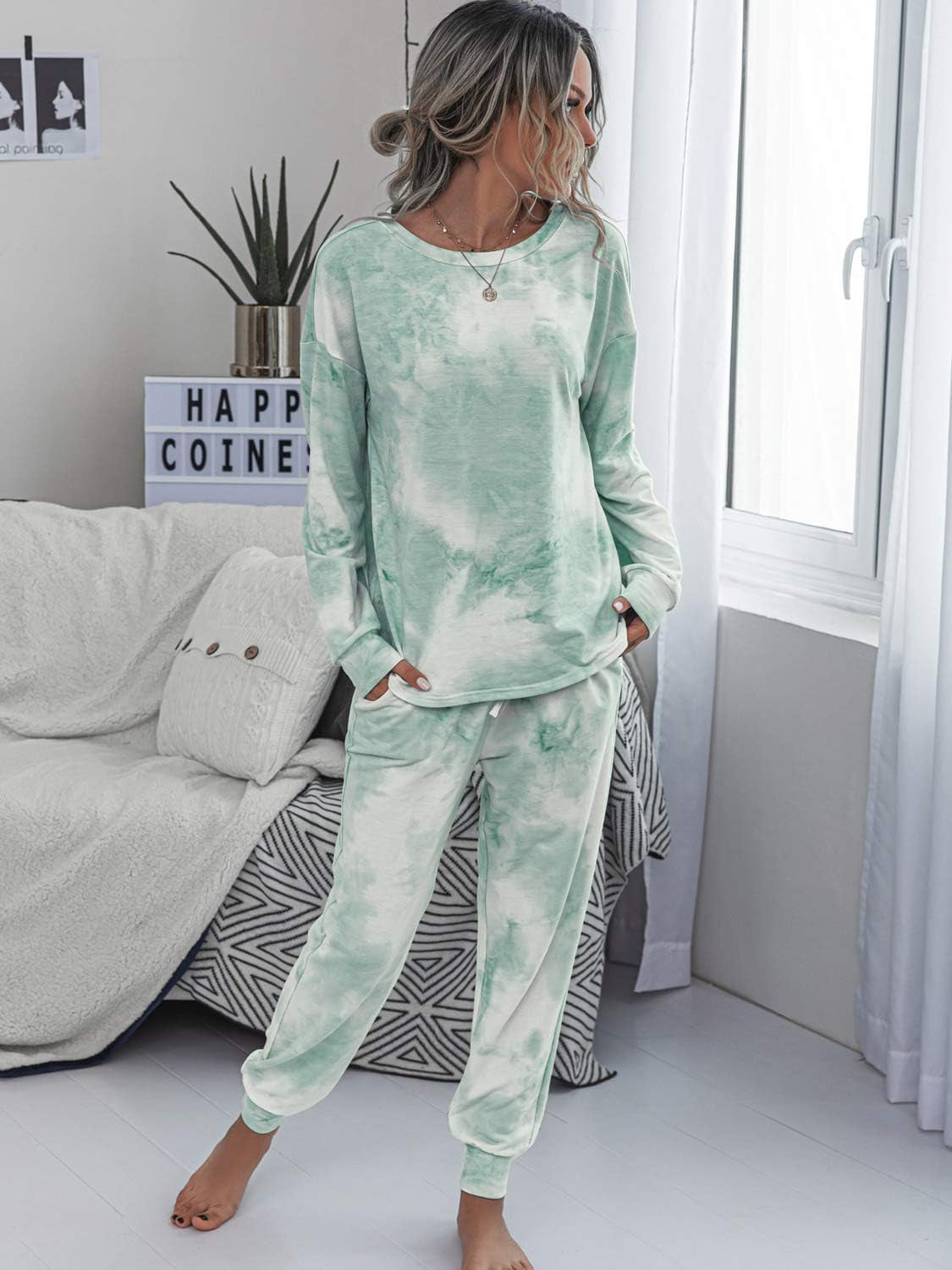 Women'S Comfy Casual Pajama Sets Sleepwear Nightwear Homewear Sweatsuits Long Pants with Pockets