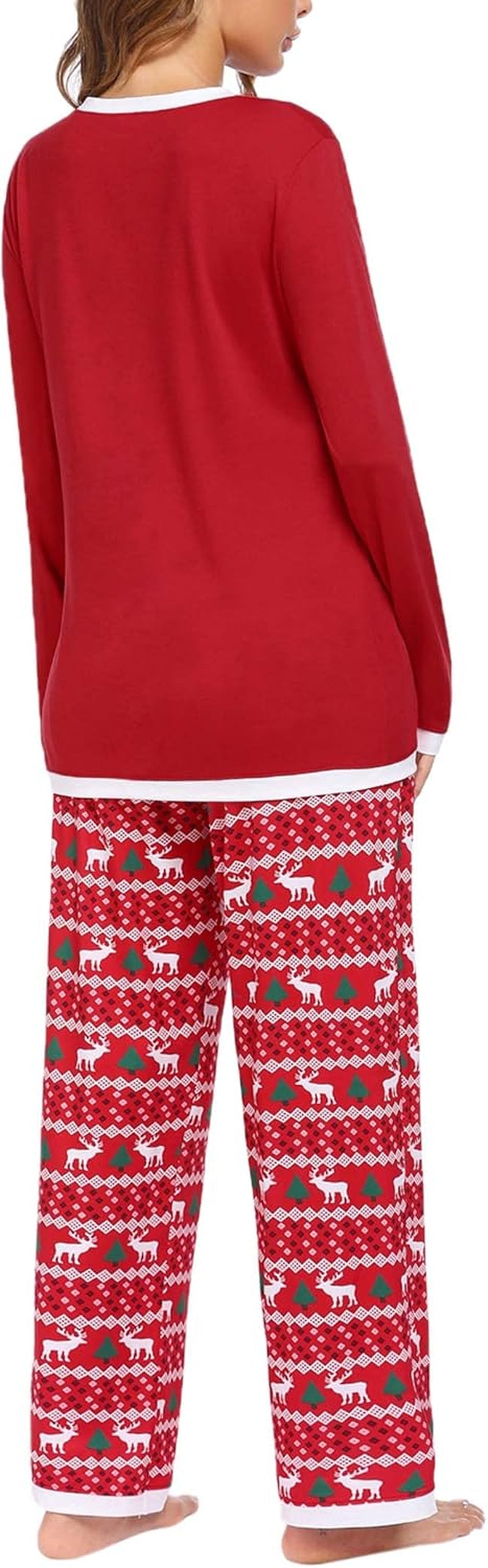 Womens Christmas Pajamas Set Matching Christmas Lounge Set Holiday Sleepwear-Long Sleeve Tops and Pajamas Pants