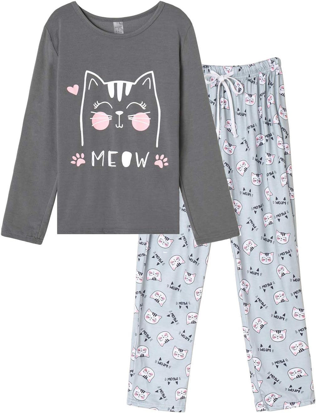 Women Pajamas Cute Christmas Bear Sleepwear Long Sleeve Stripes Loungewear