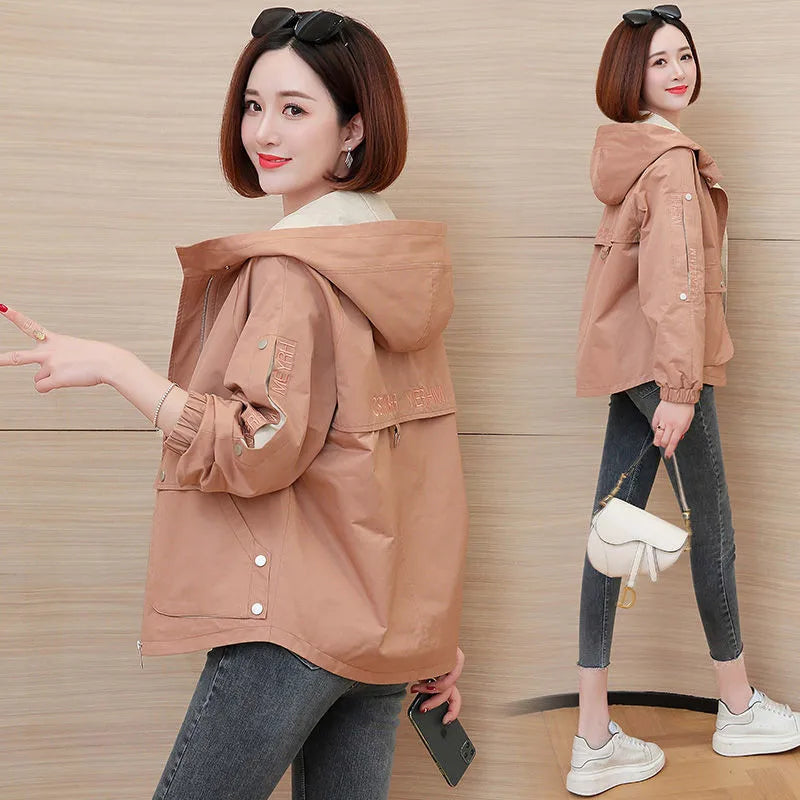 2022 New Autumn Women'S Jackets Long Sleeve Causal Windbreaker Female Hooded Basic Coats Loose Outwear P896