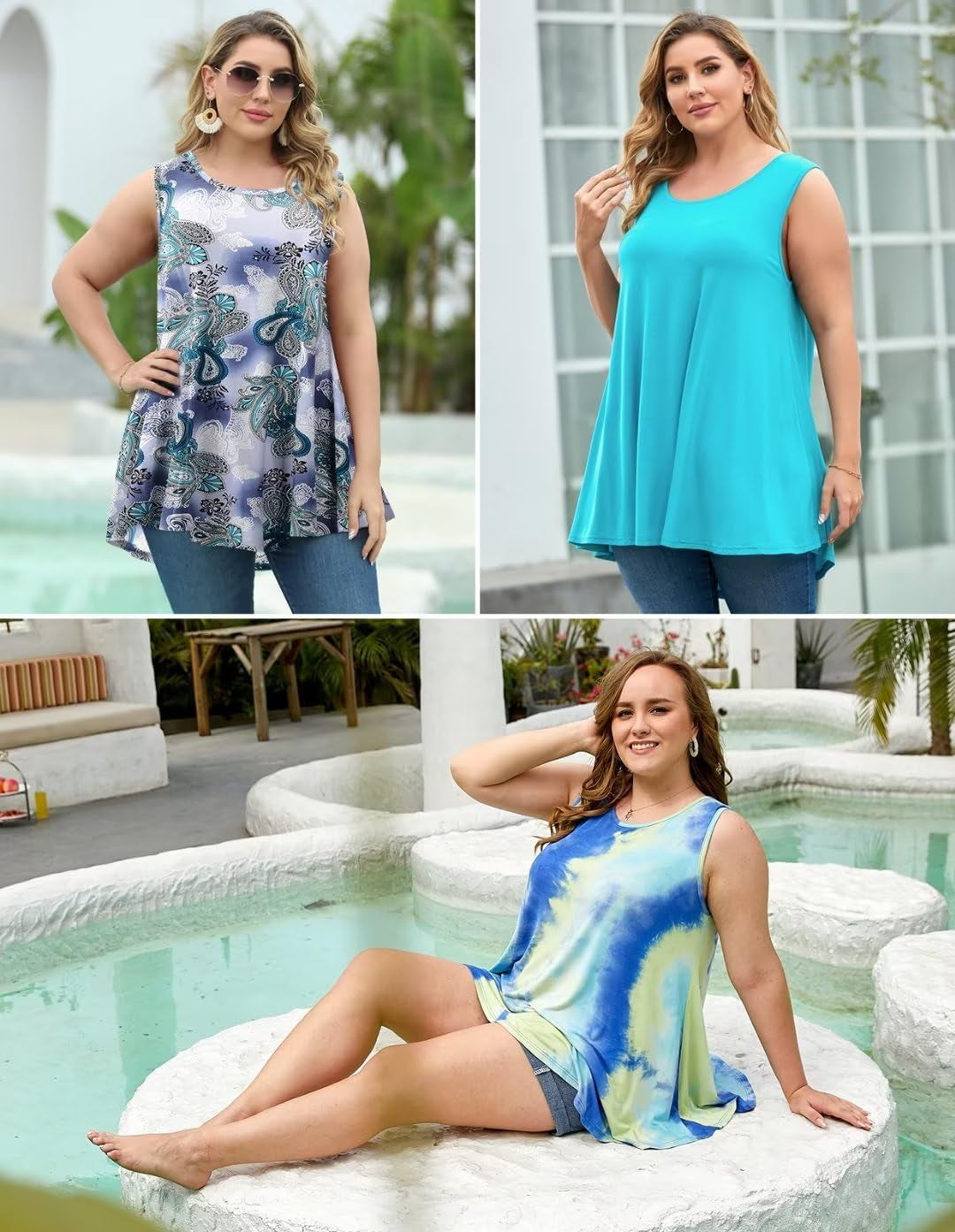 Tank Tops for Women plus Size Sleevelss Tunic Casual Summer Clothes Swing Shirts for Leggings