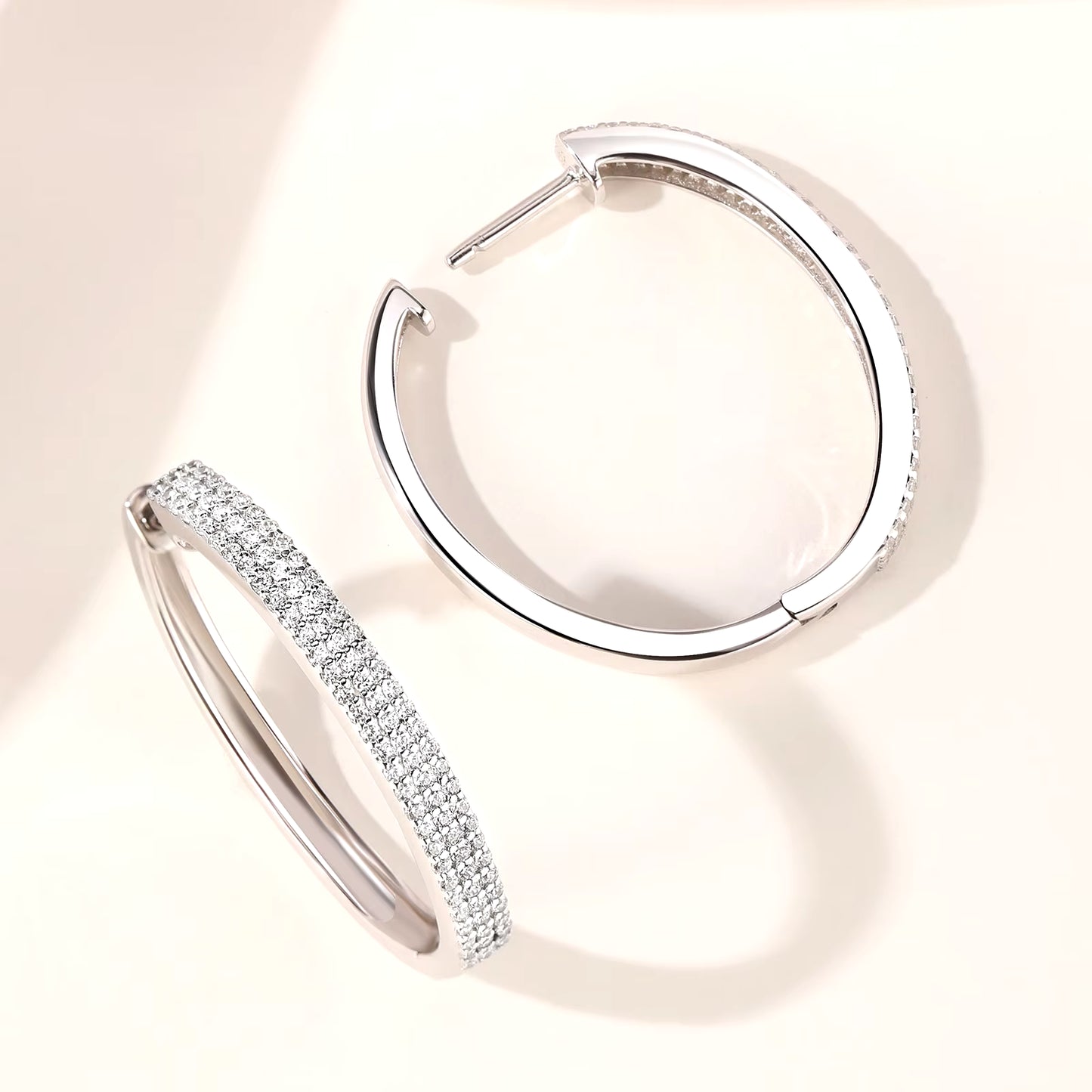 D Color Full Moissanite Diamond Hoop Earrings for Women 925 Sterling Silver round Circle Ear Cuff YE7017