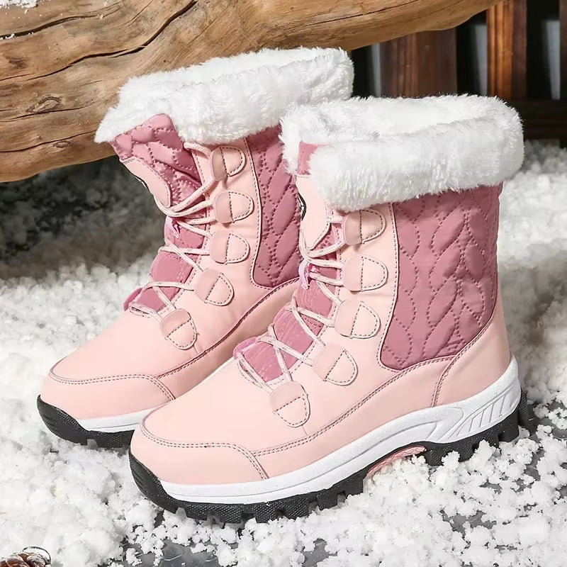 Women'S Winter Boots, Mid Calf Warm Lined Snow Boots, Non Slip Warm Shoes, Fashionable Casual Women'S Boots 2024