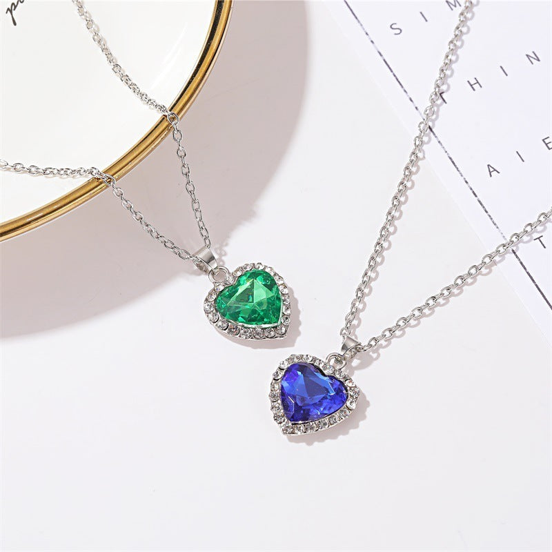 ing jewelry Titanic crystal gemstone love necklace temperament classic Heart of the Ocean necklace