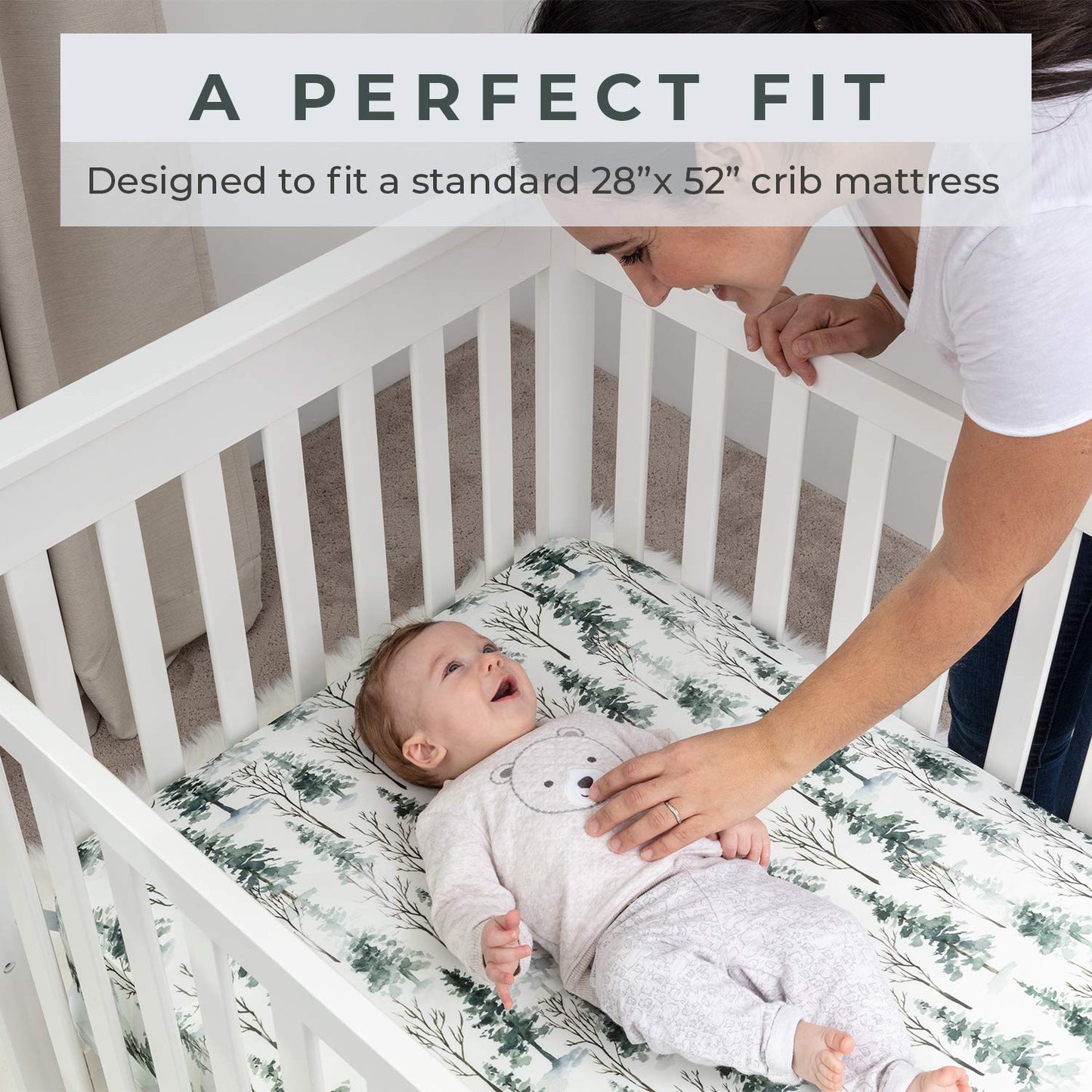 Pobi Baby - Premium Fitted Crib Sheets for Standard Crib Mattress - Ultra-Soft Cotton Blend, Stylish Woodland Pattern, Safe and Snug for Baby (Magical-Woods)