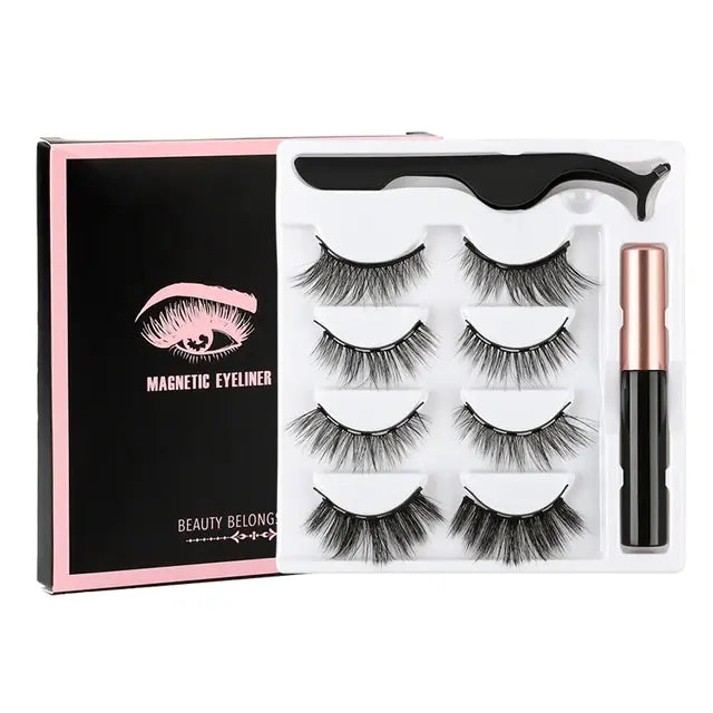 Magnetic Eyelashes Set with Waterproof Eyeliner and Tweezer