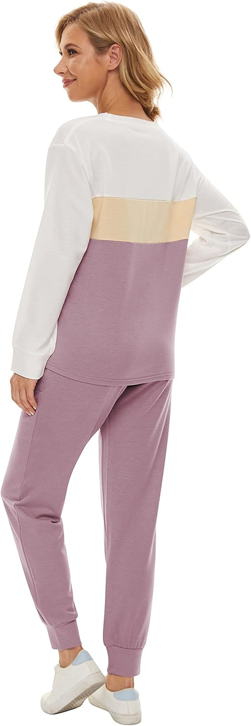 Two Piece Outfits for Women,Long Sleeve Crewneck Pullover Tops and Pants Sweatsuits Lounge Set with Pockets