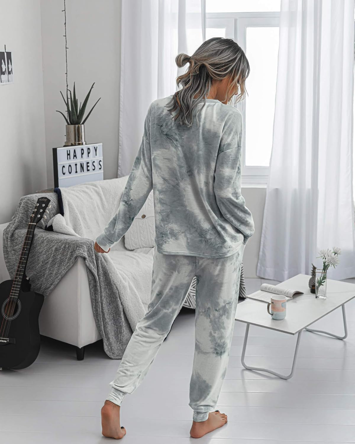 Women'S Pajama Set Long Sleeve Tops and Shorts PJ Set Sleepwear Night Shirt Loungewear with Pockets