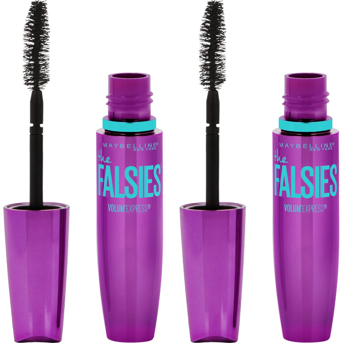 Maybelline Volum' Express Falsies Volumizing, Washable Mascara, Blackest Black, 2 Count 0.25 Fl Oz (Pack of 2)