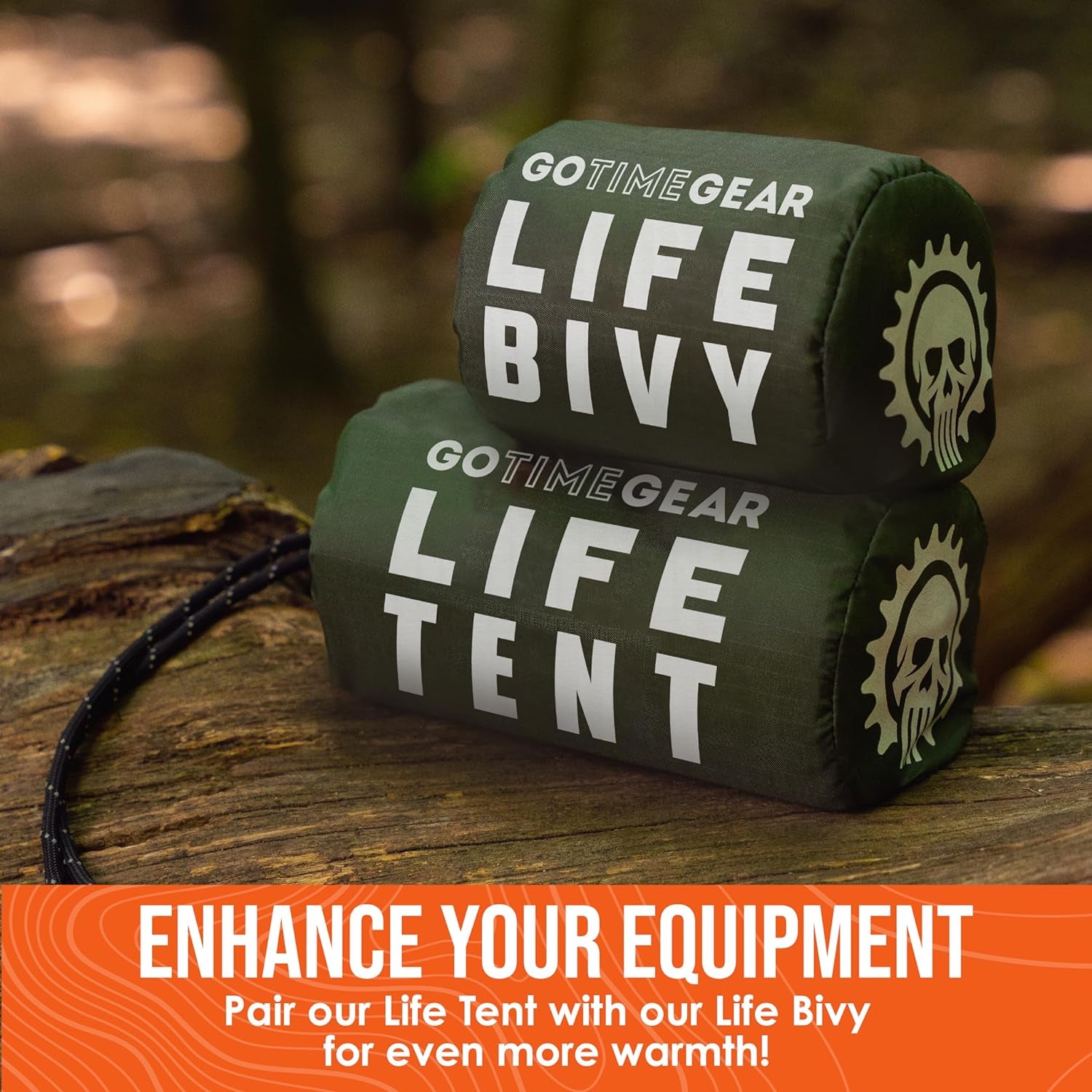 Survival Life Tent • 2 Person Mylar Emergency Shelter Tube Tent + Paracord • All-Weather Protection for Camping, Hiking, & Survival Kits • Includes Emergency Whistle