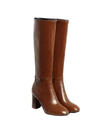 Women's Retro Square Toe Boots with Side Zipper