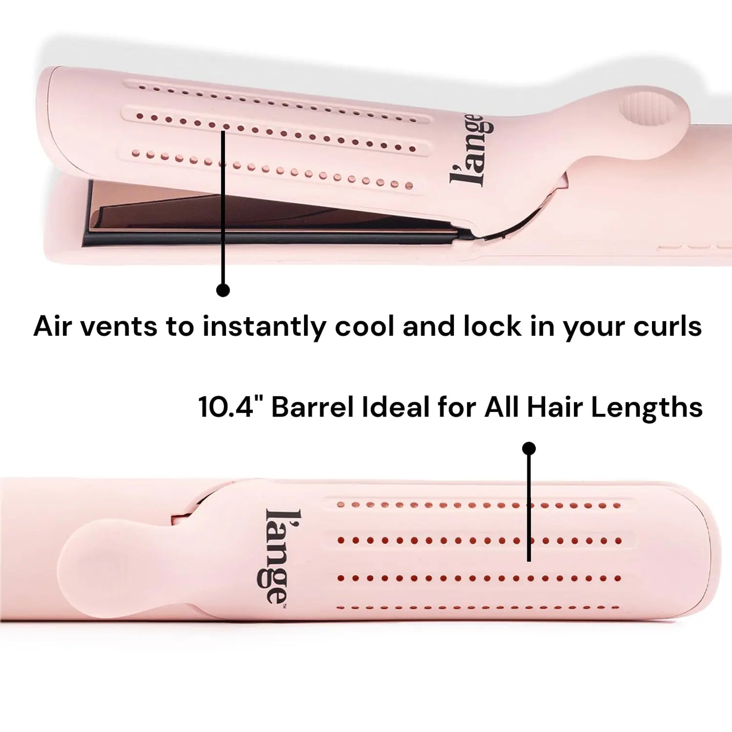 L'ANGE HAIR Le Duo Standard 360° Airflow Styler | 2-in-1 Curling Wand & Titanium Flat Iron Hair Straightener | Professional Hair Curler with Cooling Air Vents | Dual Voltage & Adjustable Temp (Blush) Blush Standard