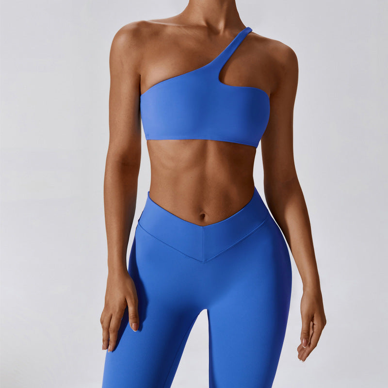 Zechuang oblique one-shoulder quick dry tight yoga suit running casual naked feeling sports fitness suit female 8110