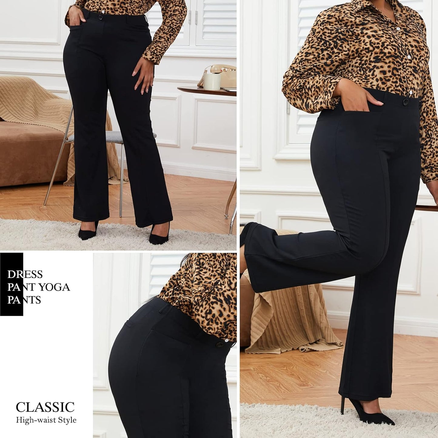 Wrinkle-Free Stretch Dress Pants plus Size for Women Pull-On Pant Ease into Comfort Office Pant