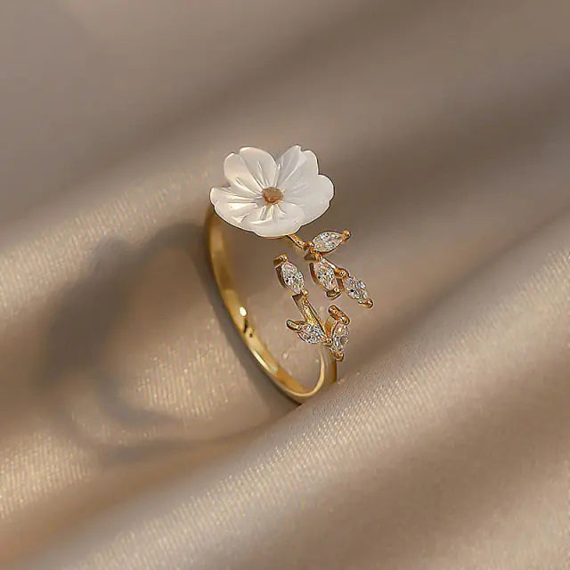 White Shell Flower Opening Rings