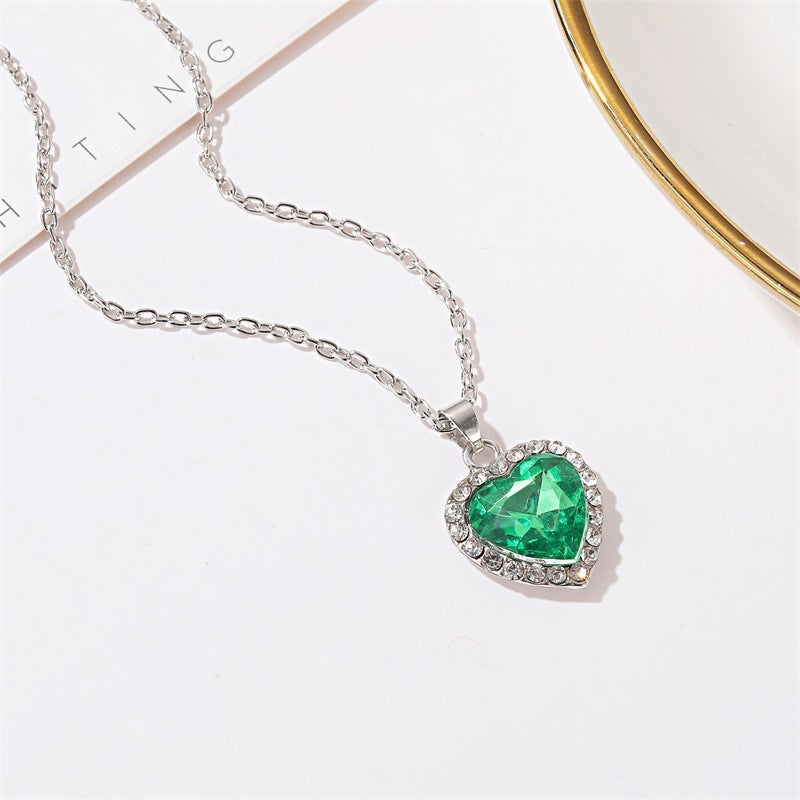 ing jewelry Titanic crystal gemstone love necklace temperament classic Heart of the Ocean necklace