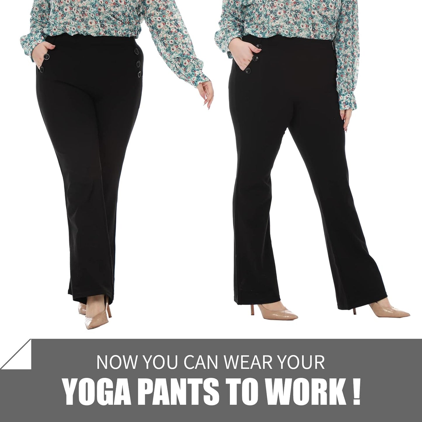 Wrinkle-Free Stretch Dress Pants plus Size for Women Pull-On Pant Ease into Comfort Office Pant