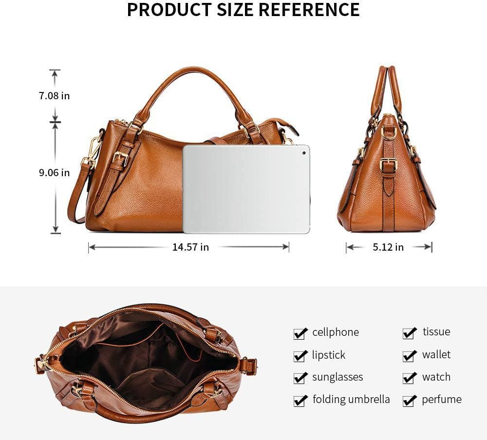 Women'S Soft Genuine Leather Satchel Purses Top Handle Crossbody Bags Ladies Designer Medium Size Hobo Handbags