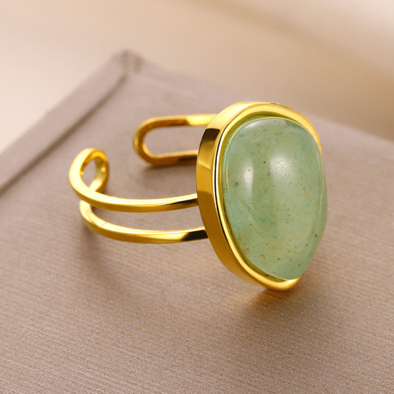 ing ring women's geometric retro ring jade natural stone with jade pendant hand jewelry