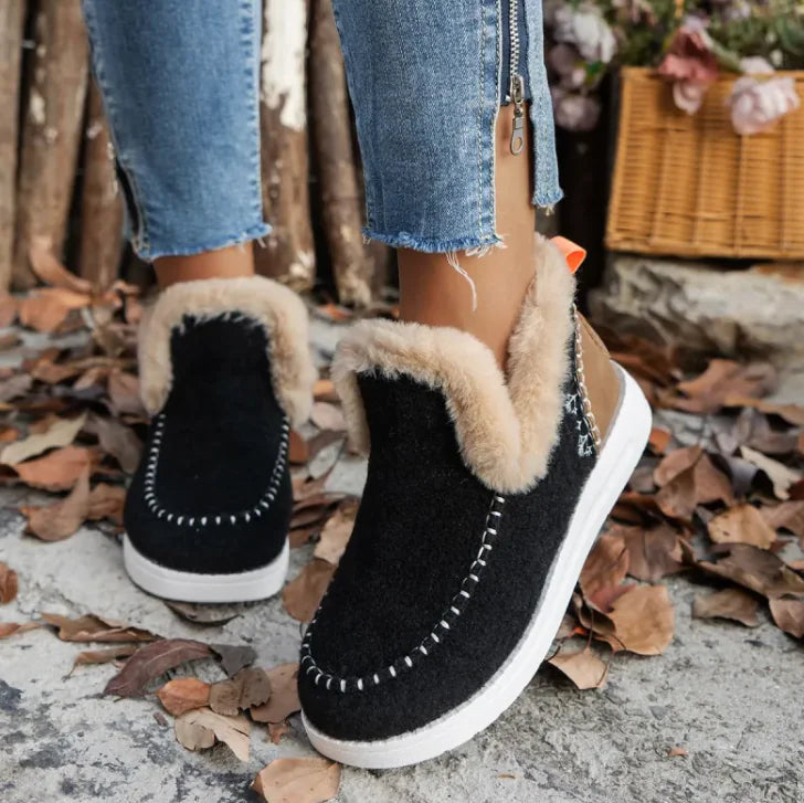 Fleece-lined Plush Warm Cotton Shoes, Plus Size