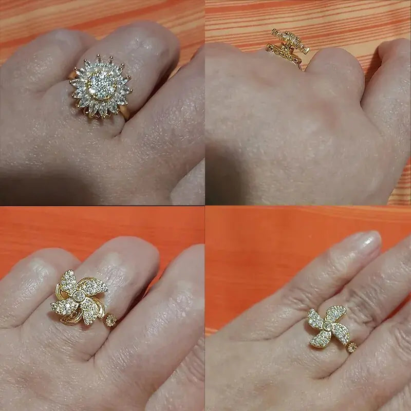 Crystal Sunflower Rings For Women