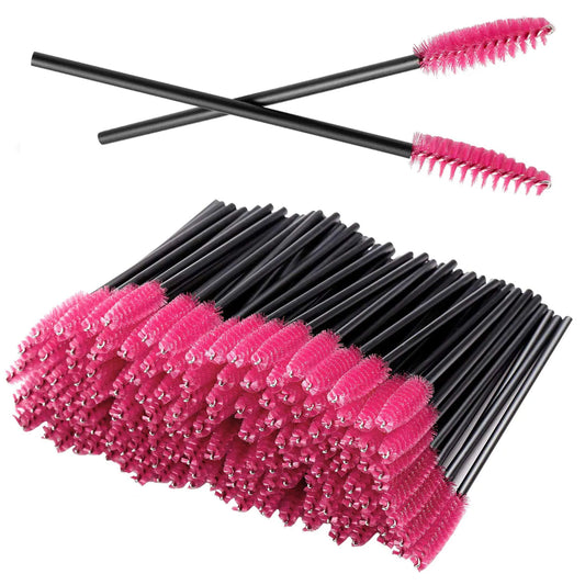 100PCS Disposable Eyelash Mascara Brushes for Eye Lashes Extension Eyebrow and Makeup(Rose) Rose 100 Count (Pack of 1)