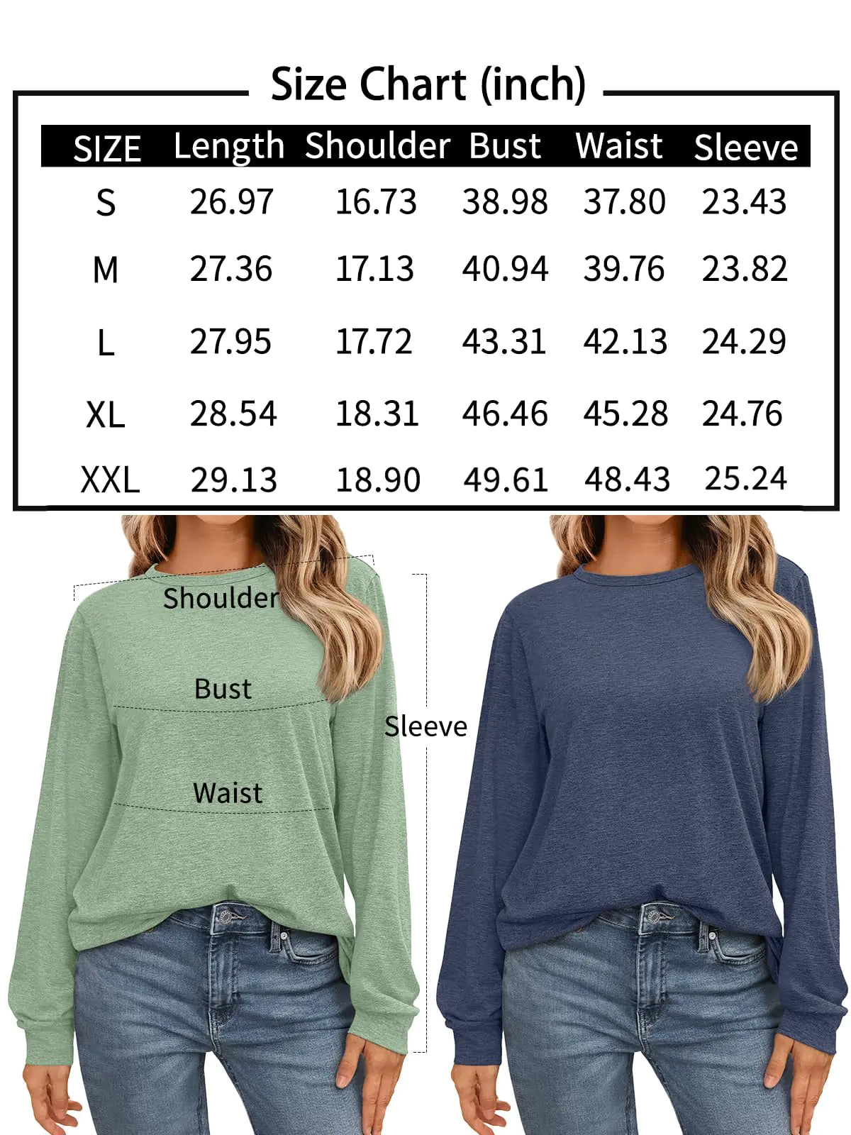 AUTOMET Women's Long Sleeve Shirts Loose Fitted Crewneck Solid Color Basic Tops Casual Outfits X-Large Cream