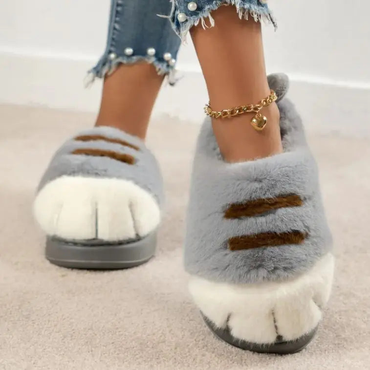 European And American Plus Size Closed Toe Fur Slipper Winter