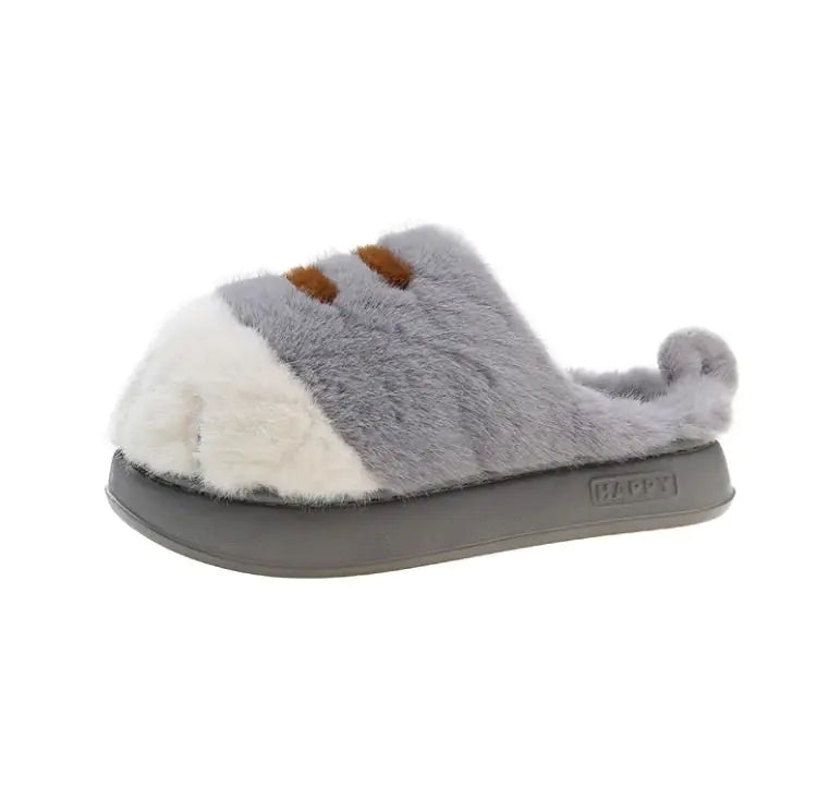 European And American Plus Size Closed Toe Fur Slipper Winter