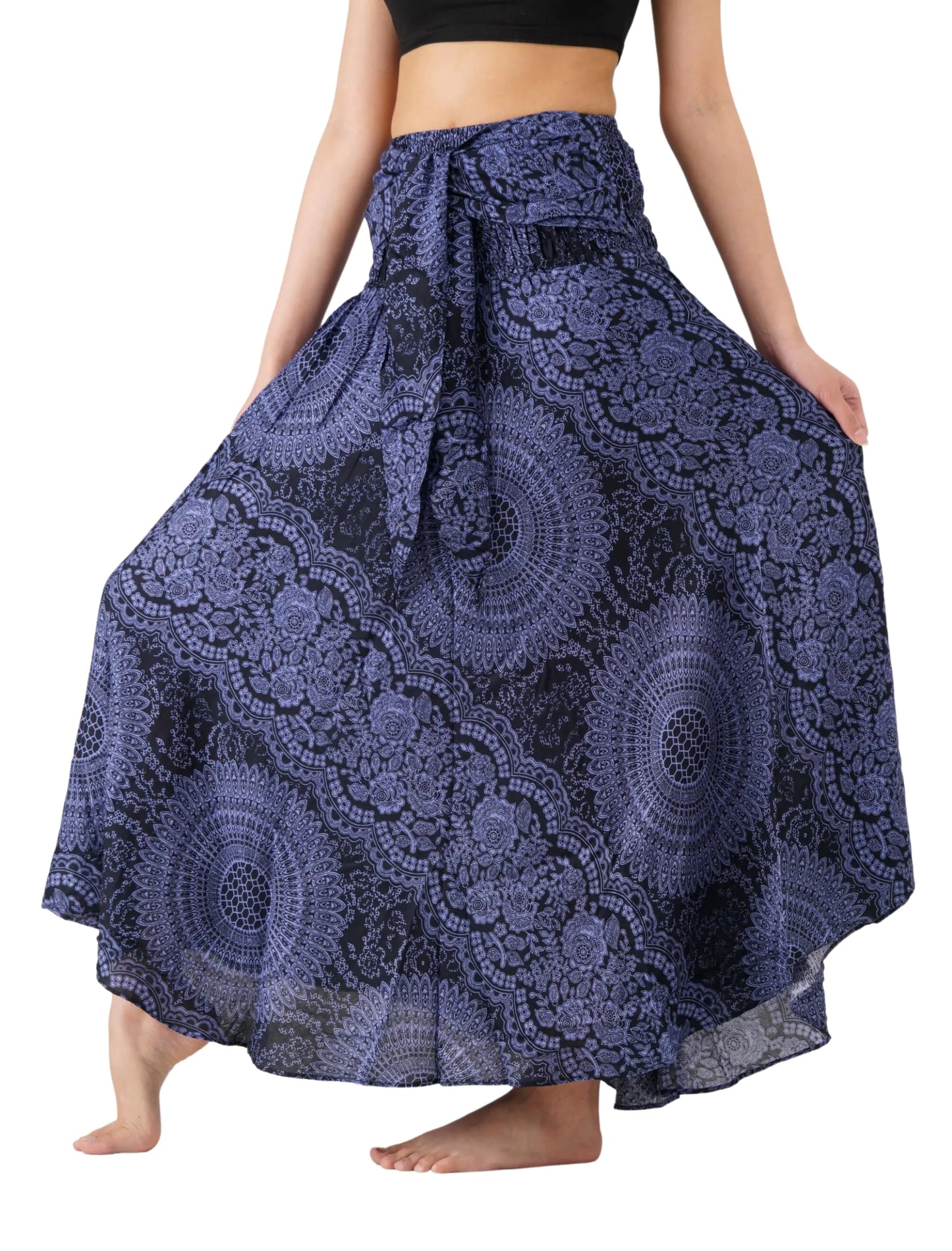 Long Skirts for Women Maxi Boho Skirt Floral Print Blossom Navy 20-24 Plus