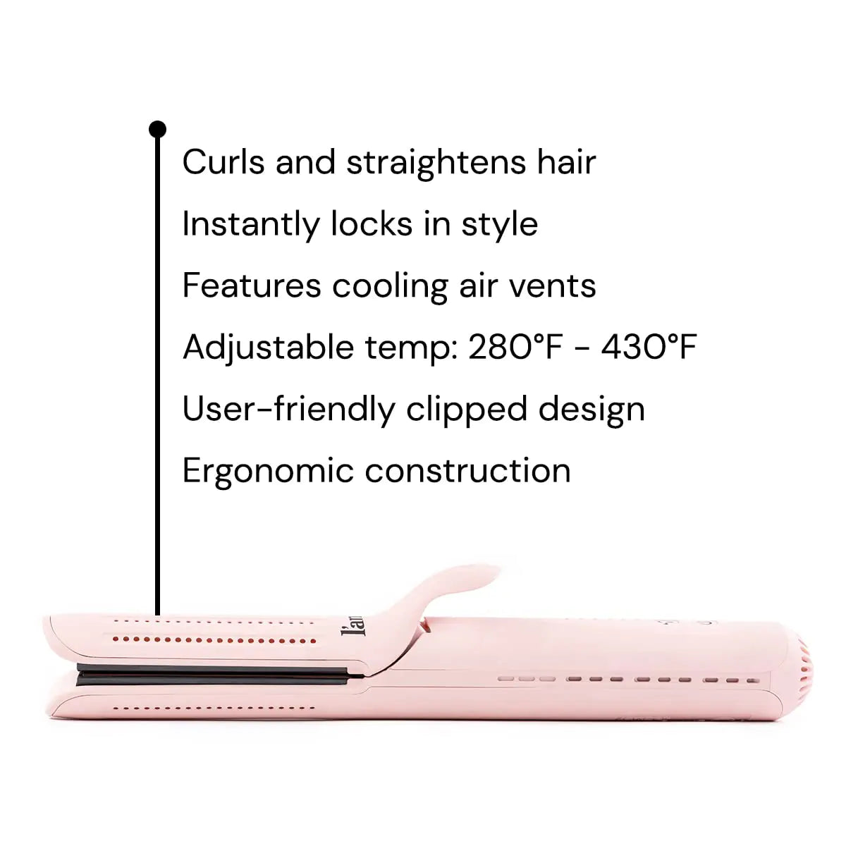 L'ANGE HAIR Le Duo Standard 360° Airflow Styler | 2-in-1 Curling Wand & Titanium Flat Iron Hair Straightener | Professional Hair Curler with Cooling Air Vents | Dual Voltage & Adjustable Temp (Blush) Blush Standard