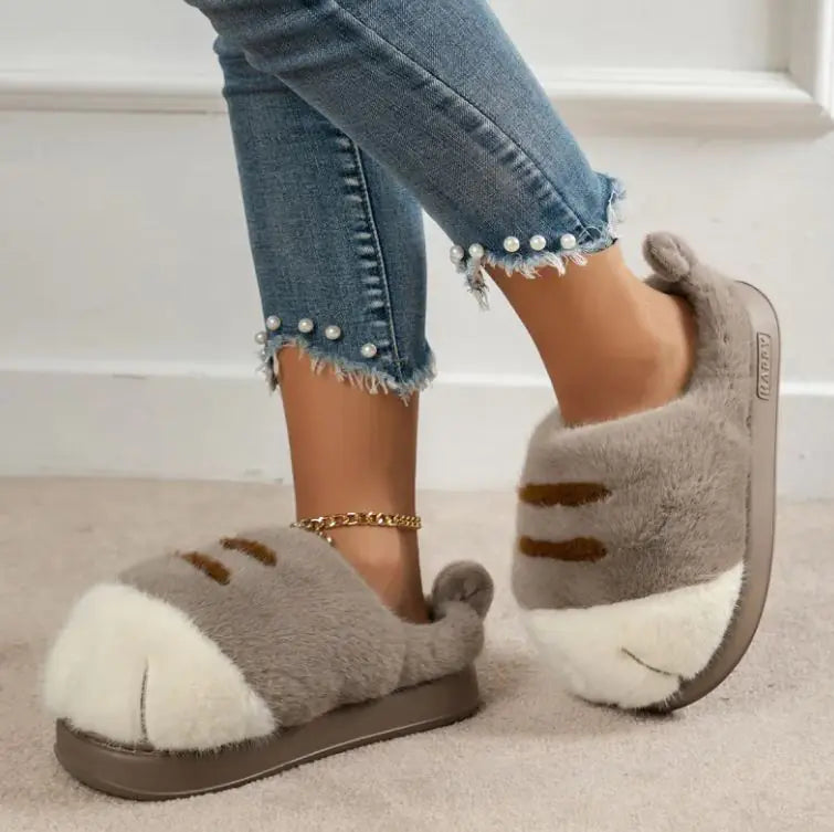 European And American Plus Size Closed Toe Fur Slipper Winter